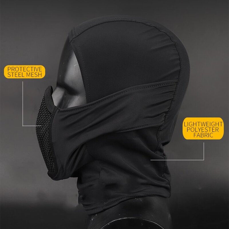Tactical Hood Hunting Steel Mesh Mask, Capacete Respirável Protetor, Paintball, Gel Blaster, Airsoft Face Protection Accessories