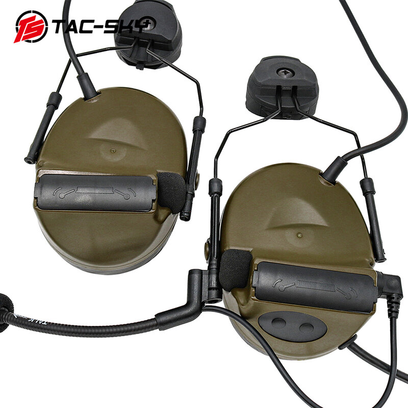 Tac-sky COMTAC II auriculares tácticos con adaptador de riel de arco, protección auditiva, auriculares Airsoft, orejera de tiro con cancelación de ruido
