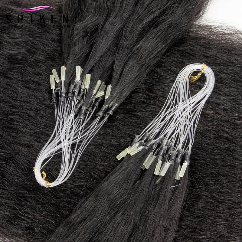 Spikfn-マイクロループヘアエクステンション,天然の黒い人間の髪の毛,マイクロリンクヘア,12〜26インチ,パッケージあたり50個