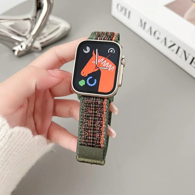 Nylon Loop Sport Strap para Apple Watch, pulseira, pulseira para nike iWatch 9, 8, 7, 6, 5, SE Ultra 2, 45mm, 44mm, 41mm, 42mm, 38, 49 milímetros