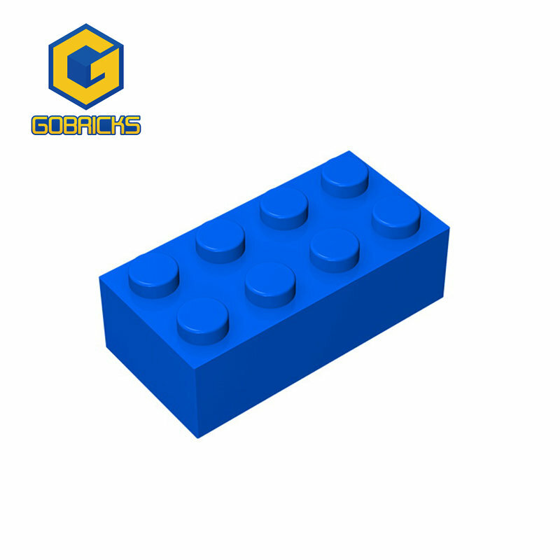 Gobricks-빌딩 블록 두꺼운 피규어 벽돌 2x4 도트, 교육용 크리에이티브 3001 플라스틱 장난감 호환, 10 피스