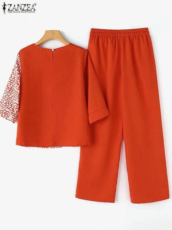 Fashion 2024 ZANZEA Women Pants Sets 2PCS Tracksuit Summer Casual Work Trousers Matching Sets Outifits Floral Print Blouse Suits