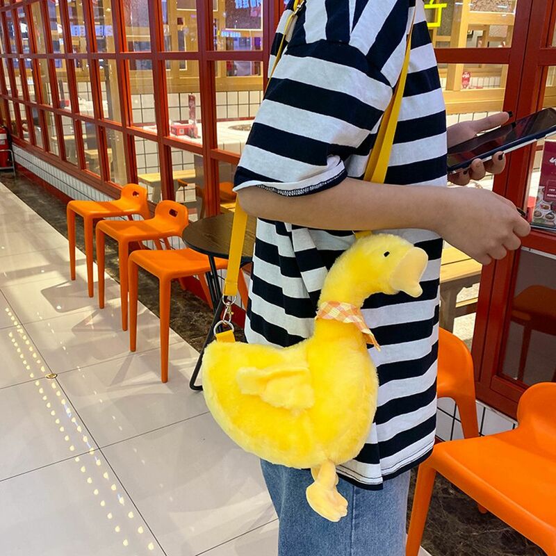 Goose Cartoon Animal Plush Bag para mulheres, Bolsa de ombro, Bolsa Crossbody, Estilo coreano, Pato bonito, Presente da menina, Brinquedo da moda