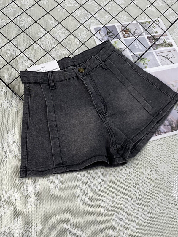 2023 Verão das Mulheres Preto Gótico Denim Shorts Moda Cintura Alta Senhoras Streetwear Azul Shorts Jeans Y2k Casual Harajuku Coreano