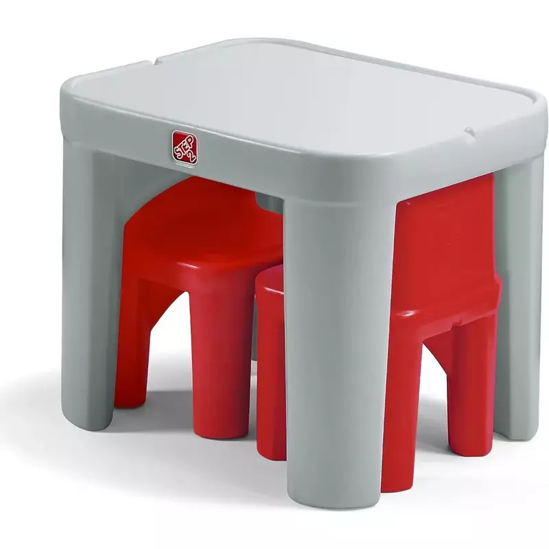 ขนาดโต๊ะและเก้าอี้เด็กชุดเฟอร์นิเจอร์เด็กโต๊ะและเก้าอี้เด็กเล่นโต๊ะกิจกรรมเด็กวัยหัดเดินสีเทาแดง