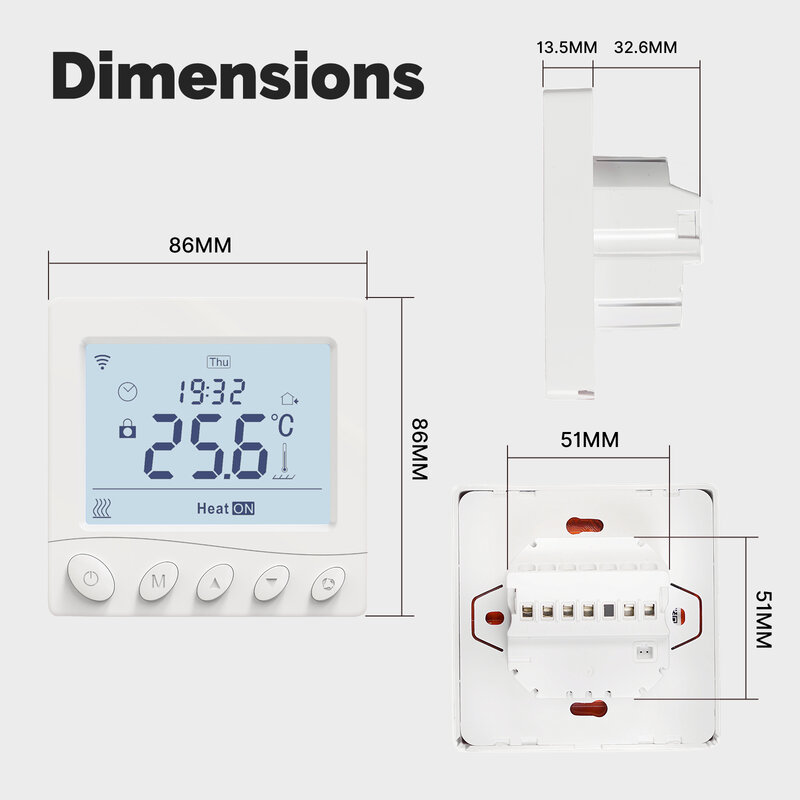 Controlador de temperatura do quarto, água, elétrico, aquecimento de piso, caldeira a gás, controle de aplicativos, trabalhar com Alexa, Google Home