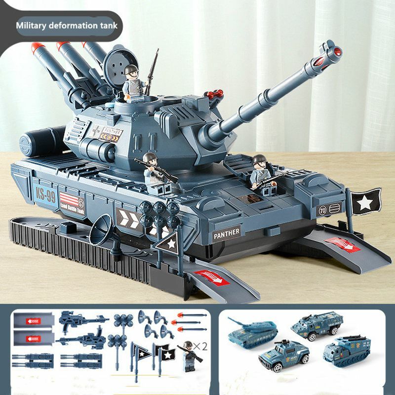 Music Electronic Tank Toy Simulation Military Tank Track Inertia Electric Car Launch Cannonball Funny Educational Toy For Kids