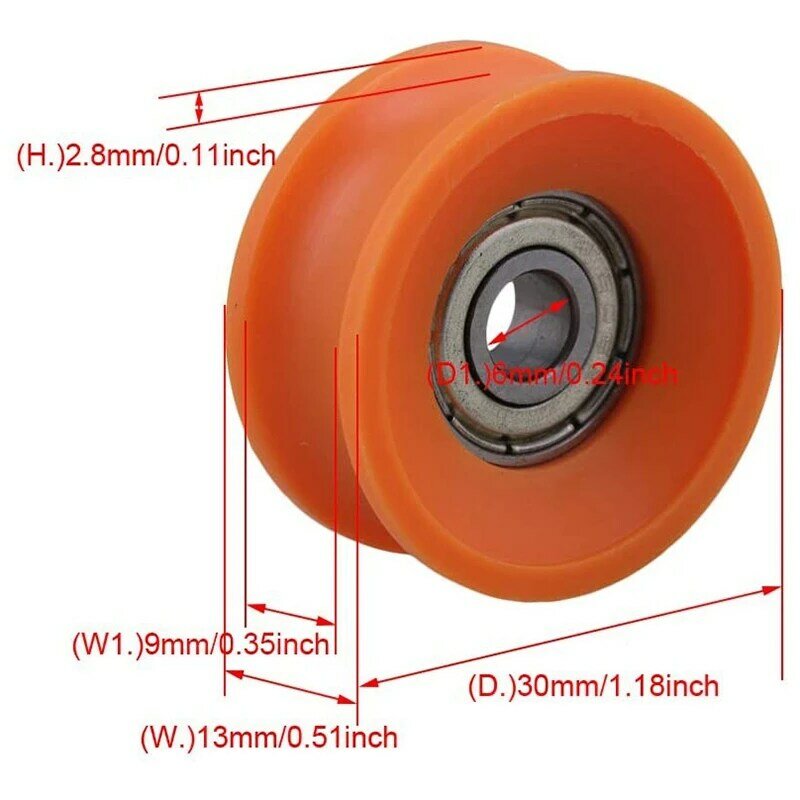 20Pcs 6X30x13mm Plastic Coated Sealed Bearings Steel 606ZZ Deep U Groove Guide Pulley Rail Ball Rolling Bearing Wheel