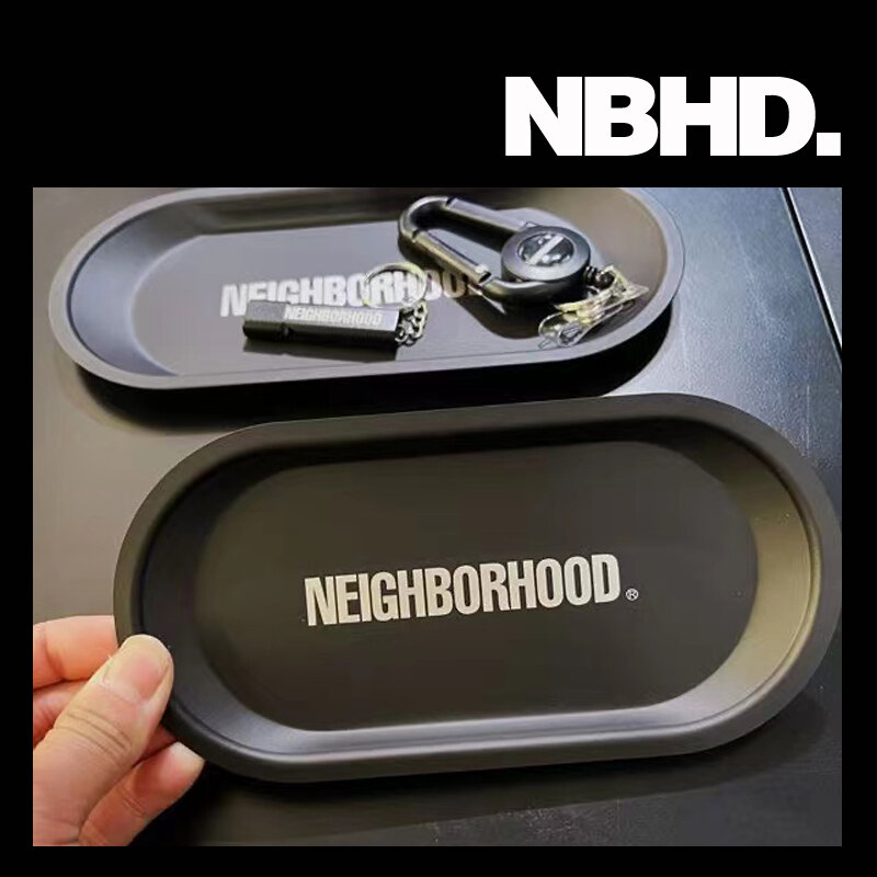 NBHD-Placa de aço inoxidável para armazenamento de joias, placa de metal fosco preta, placa personalizável para sala e casa, luxo acessível