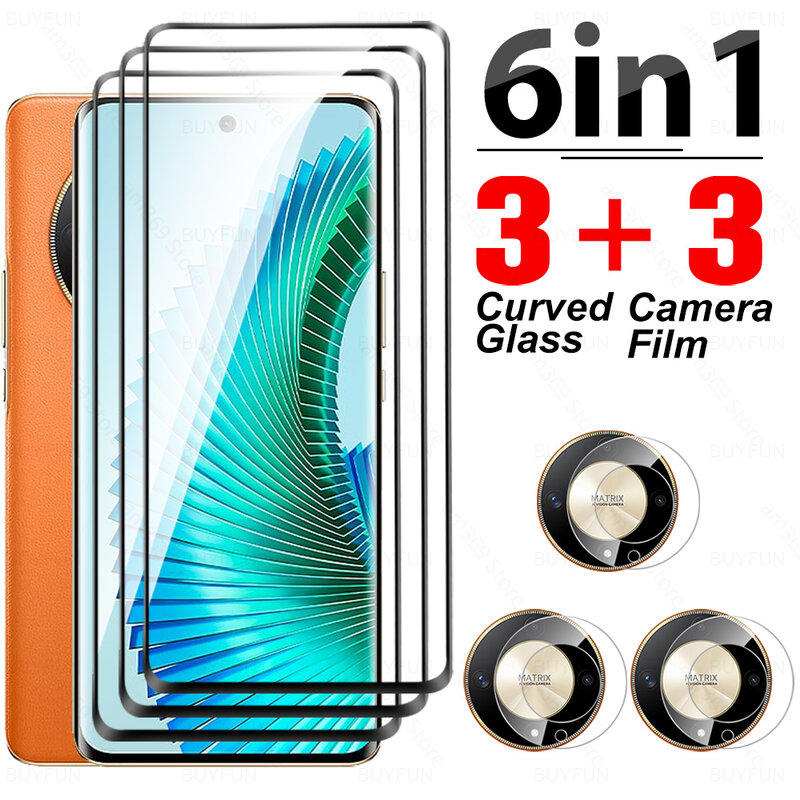 Protecteur d'écran en verre incurvé 6 en 1 pour Honor Magic6 Lite 5G, film pour appareil photo, style guatémaltèque, 2024