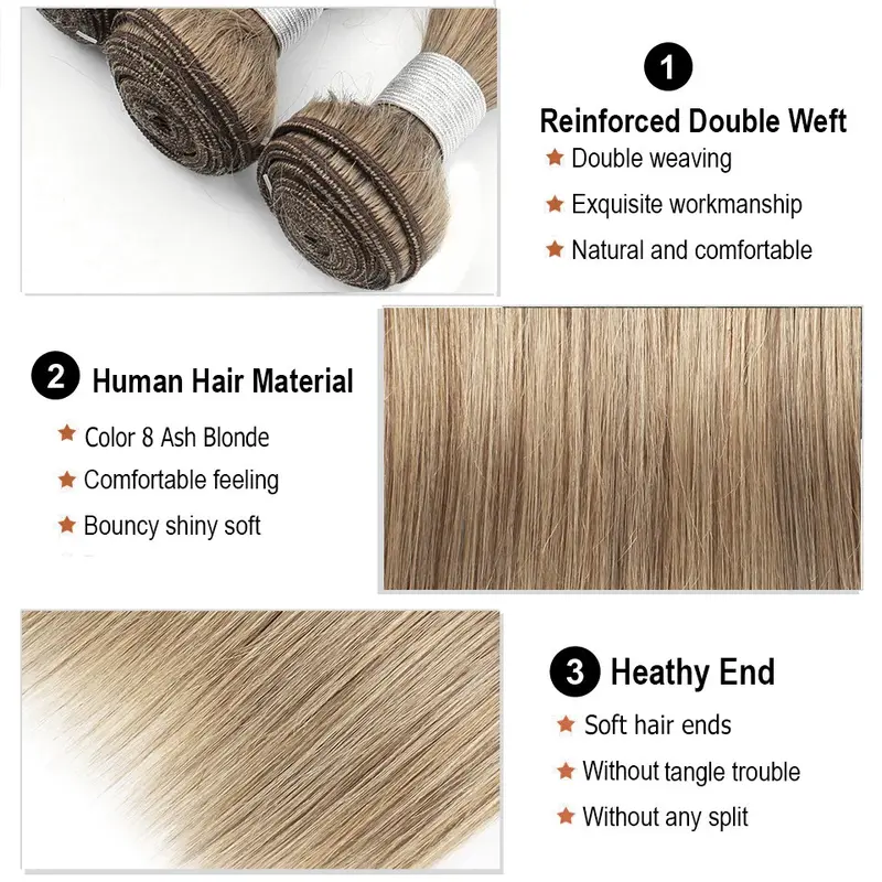 Bobbi-extensiones de cabello humano Remy, mechones de Color liso y sedoso, Color marrón, #8, #27, #4, 95(± 5) gramos, rubio ceniza, 1 pieza