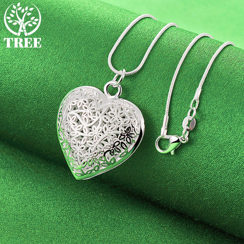 ALITREE-Collier pendentif coeur à motifs en argent regardé 925 pour femme, colliers à la mode, bijoux de fête de mariage, cadeaux d'anniversaire