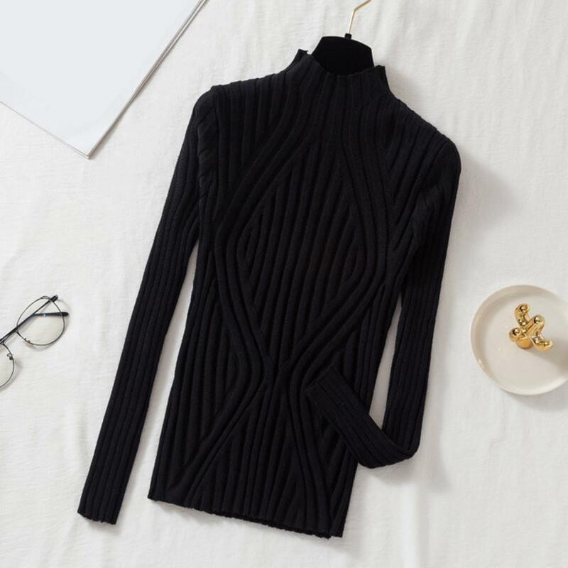 Trendy Pullover Bluse Comfy Polyester Casual Pullover Gestrickt Einfarbig Langarm Pullover Bluse