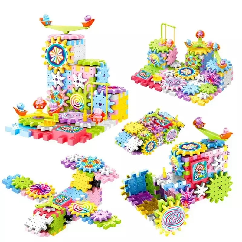 3D Electric Track Gears Model Building Blocks Plastic Kid House Blocks mattoni giocattoli educativi da costruzione per regali per bambini