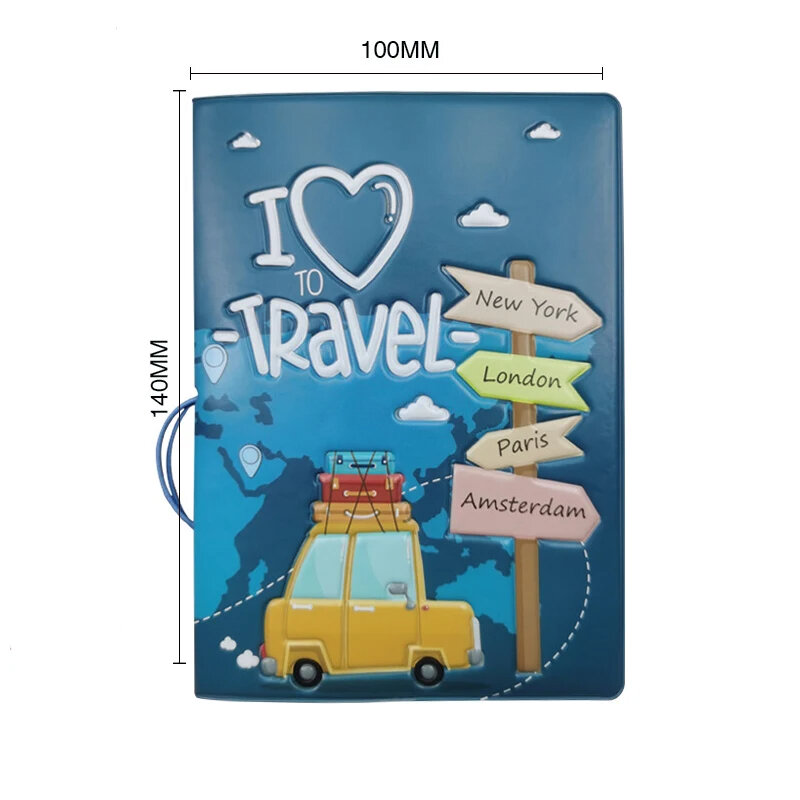 New Design Cute Travel Accessories Passport Holder PVC 3D Print Leather Men Travel Passport Cover Case Card ID Holders