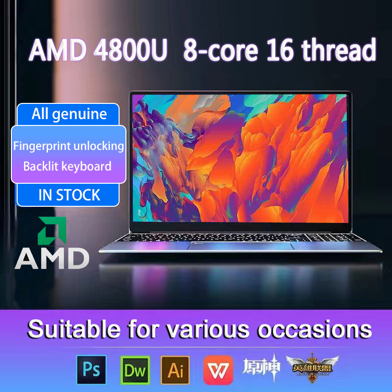 Akpad R7 4800U แรมสูงสุด32กิกะไบต์รอม2TB SSD คอมพิวเตอร์โลหะ5กรัม WiFi บลูทูธ AMD Ryzen 7 4800U Windows 10 11แป้นพิมพ์กันน้ำ IP แล็ปท็อป