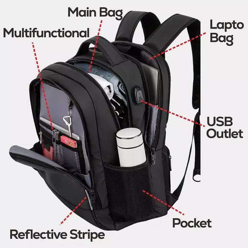 スイスミリタリー-防水USB大容量ラップトップバックパック,17インチラップトップバッグ,男性用ファッショナブルなビジネスバックパック,学校用