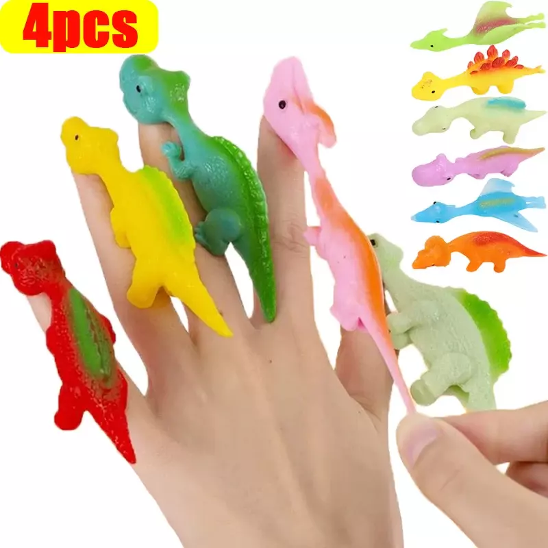 Mainan jari dinosaurus kreatif mainan anak kartun lucu hewan kecemasan penghilang stres mainan bermain katapel permainan