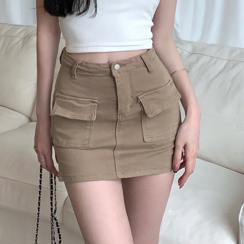 Solid Color Skirt Skirt Spring And Summer Suitable For Daily Leisure Shopping Shopping And Other Occasions Slightly Elastic