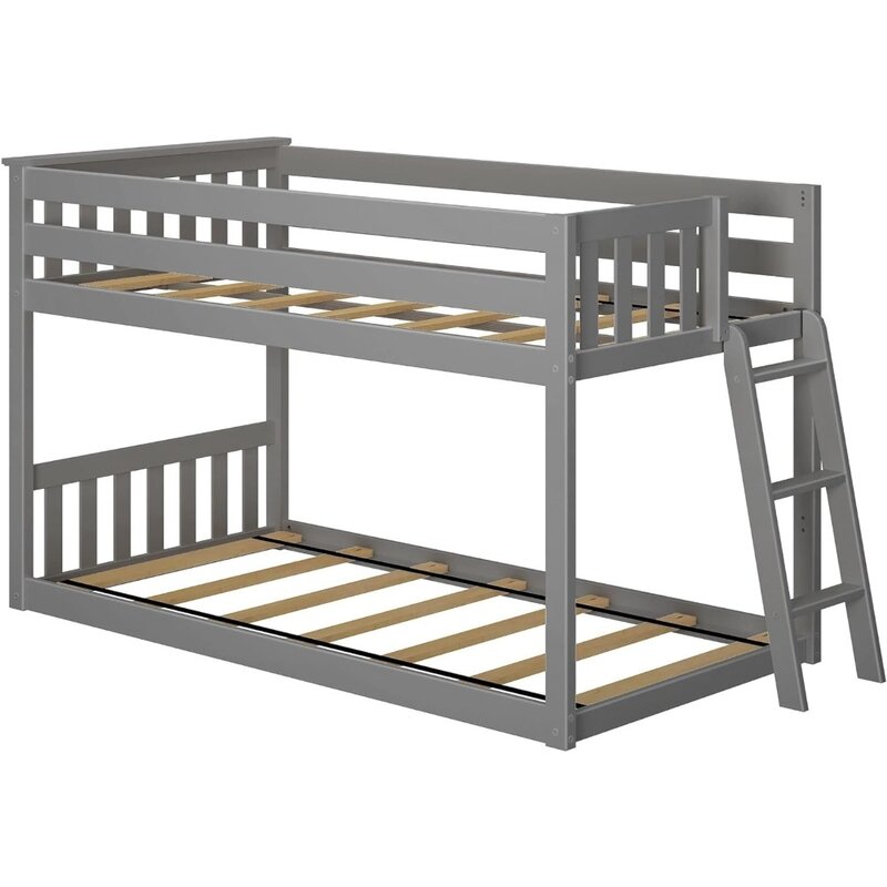 Marco de cama para niños, Overs Twin para niños con escalera en el extremo, marco de cama para niños