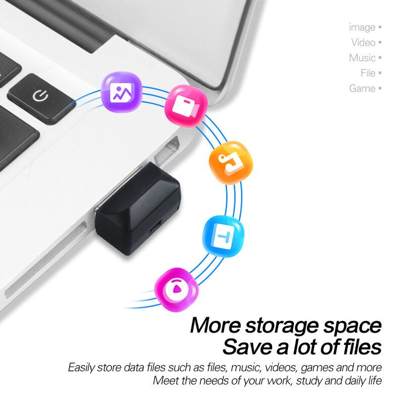 WANSENDA Pendrive USB Super Mini, Flash Drive USB tahan air 64GB 32GB 16GB 8GB 4GB USB 2.0 stik memori