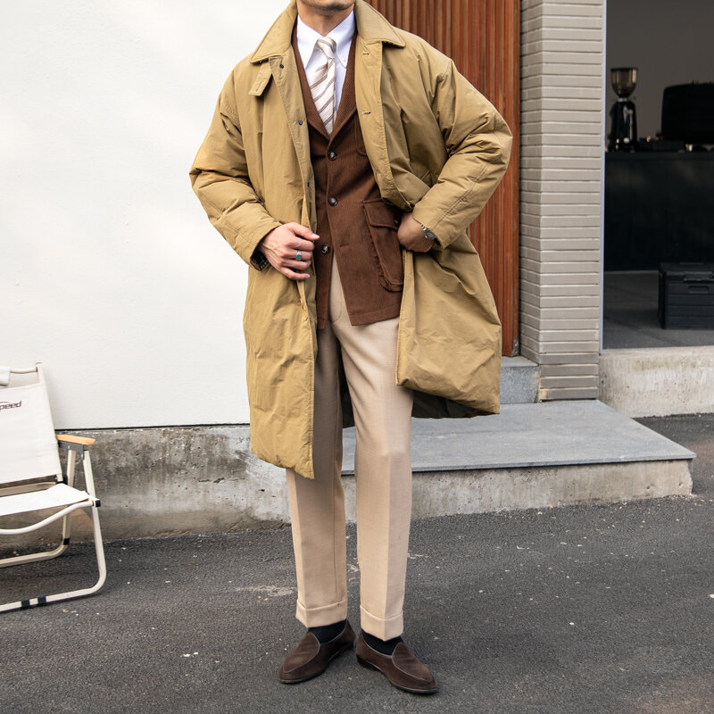 Męska kurtka puchowa długa gruba biznesowa na co dzień stylowa zimowa Parka w stylu Vintage