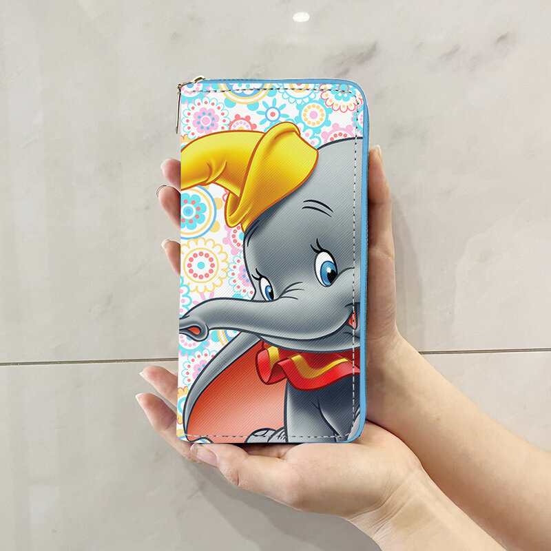 Disney-maletines de Anime Dumbo Elephant W5599, monedero con cremallera de dibujos animados, monederos informales, bolso de almacenamiento para tarjetas, regalo