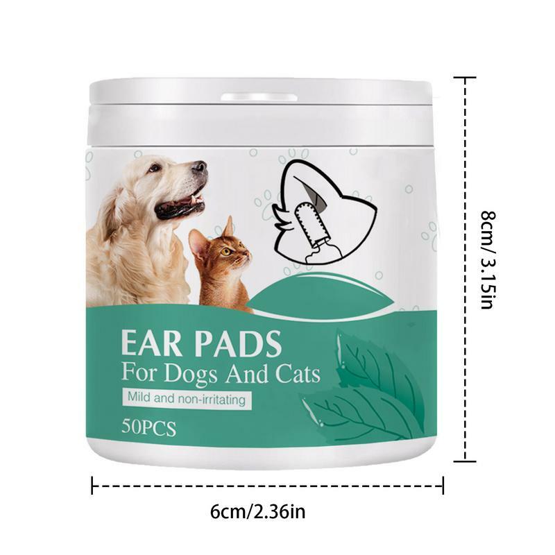 Cat Ear Wipes para Pet, limpeza de dentes, Finger Cots, Grooming Supplies, para remover cera de ouvido e sujeira, Stop Smelly, Itchy Ear, 50pcs
