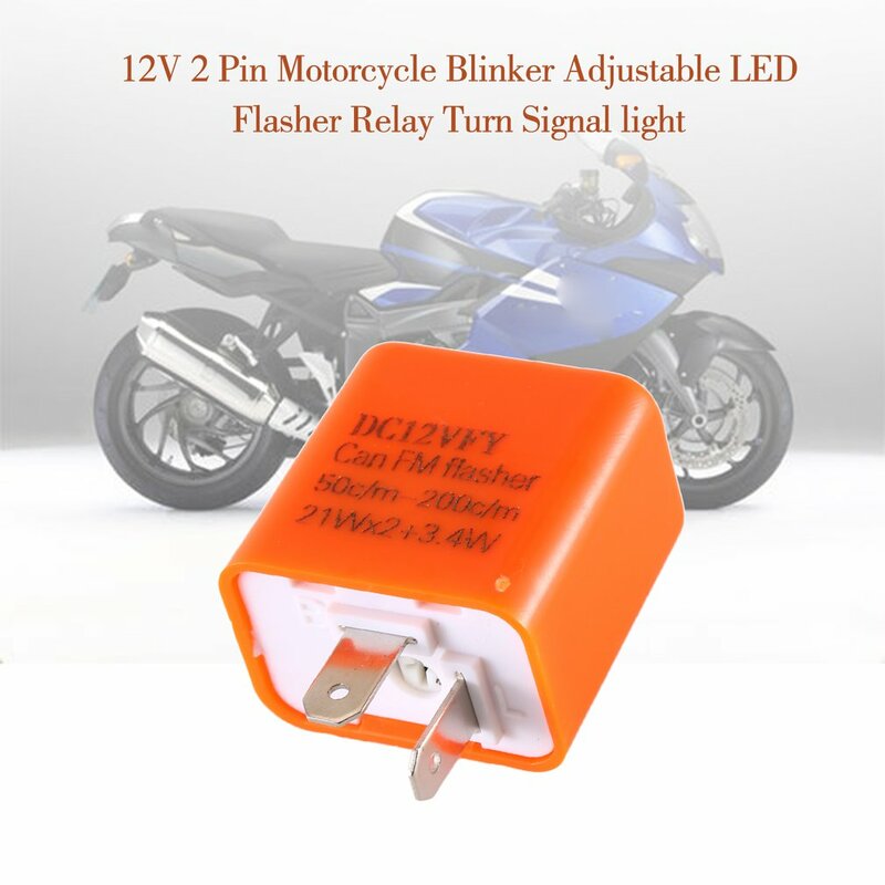Intermitente LED ajustable para motocicleta, indicador de señal de giro de alta potencia, relé de Flash de luz duradera, 12V, 2 pines