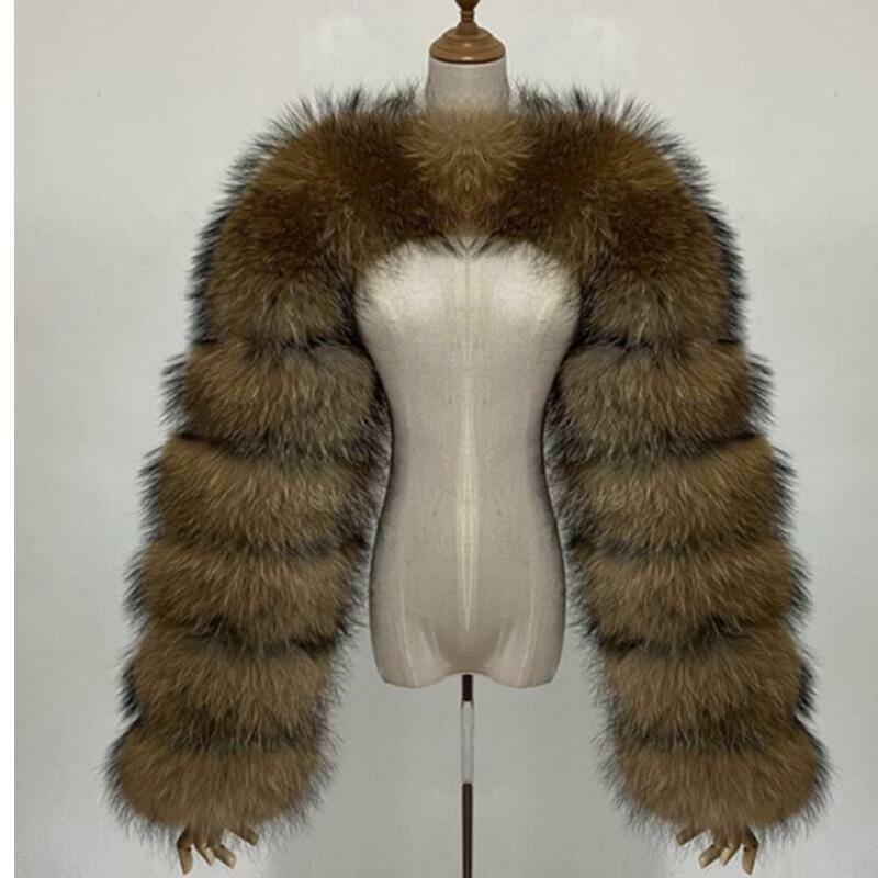 Giacca da donna in pelliccia sintetica Super corta moda inverno cappotto in pelliccia di volpe sintetica di lusso donna giacche a maniche lunghe Slim Top caldo