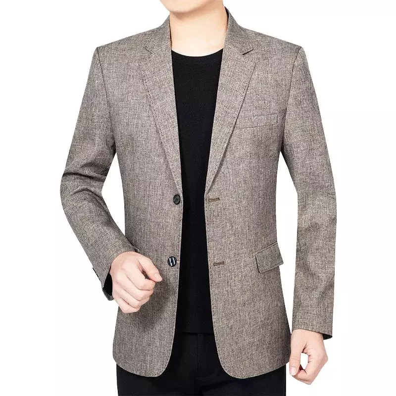 Jaket blazer tipis untuk pria, jas bisnis Formal warna polos, blazer tipis Musim Semi Baru, Blazer ramping kualitas pria, pakaian pria 4XL