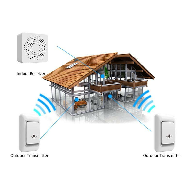 433MHz 150M Smart Doorbell Wifi Wireless Ring Doorbell Self-powered Button Waterproof Chimes Control Doorbell Set