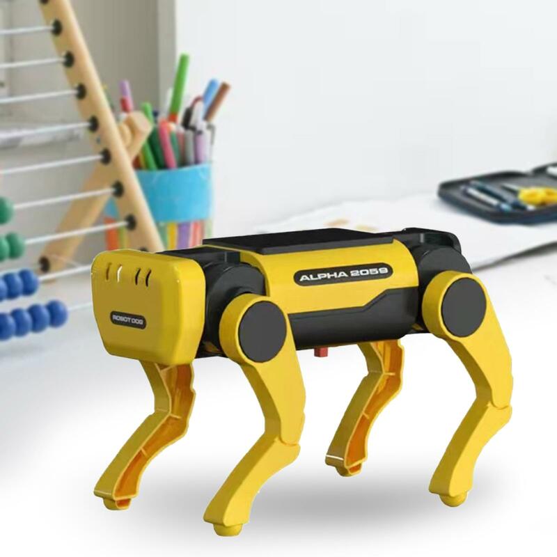 Mainan Robot anjing mekanik listrik tenaga surya, Robot anjing Robot perakitan DIY hewan peliharaan elektronik untuk anak laki-laki dan perempuan hadiah ulang tahun