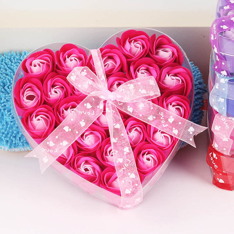 ใหม่เทียนหอม Rose ดอกไม้กลีบ Bath สบู่งานแต่งงานของขวัญสีฟ้าสีม่วงสีแดงสีชมพูประดิษฐ์ปลอมดอกไม้