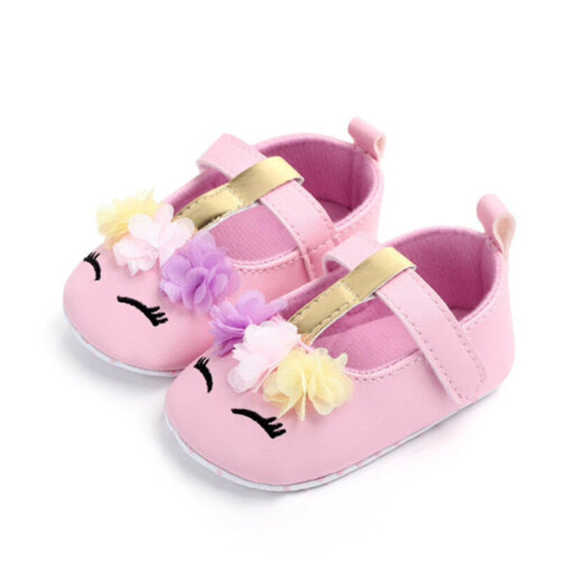 รองเท้าหนังพียูนุ่มลายดอกไม้เด็กผู้หญิงเด็กทารกน่ารักสำหรับเด็กหัดเดินสำหรับฤดูใบไม้ผลิฤดูใบไม้ร่วง