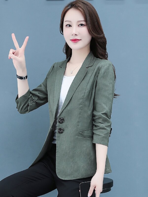 Women's Cropped Blazer for Spring/Autumn 2024, New Casual Petite Trendy Bestselling Blazer Top Female Office Lady Coat Hot Sale