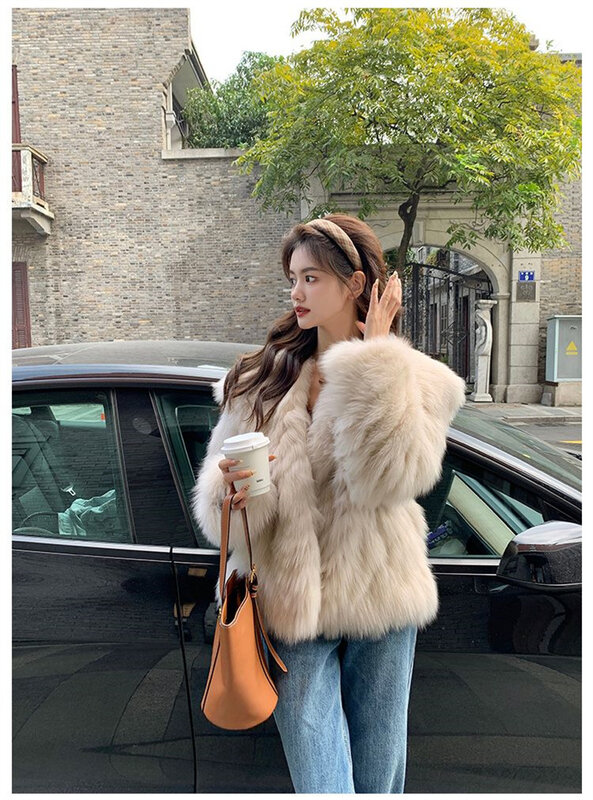 Female Upgraded Fox Fur Grass Coat Winter Plush Coat Women Thickened Net Red Popular Fluffy Foreign Small Fragrant Fur Cardigan