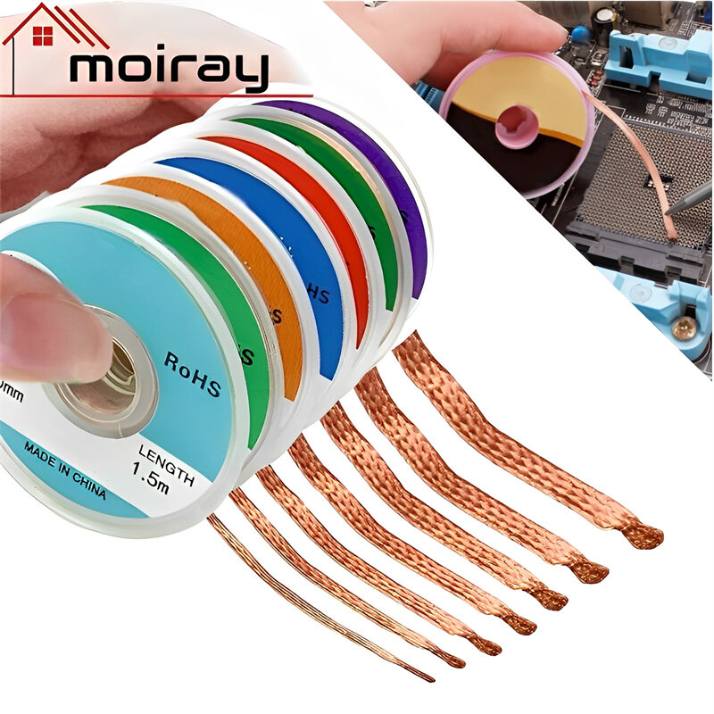 1mm-2.5mm-4mm 1.5M 3M Desoldering Braid Solder Remover Wick Wire Welding Tin Sucker Cable Lead Cord Flux Repair Tool