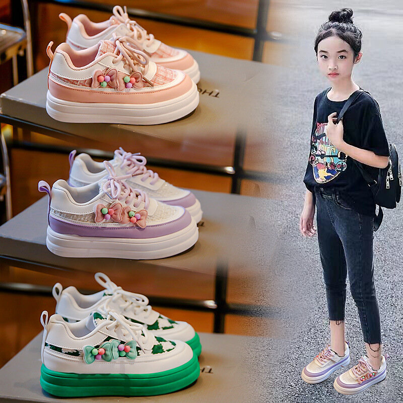 Детские кроссовки для девочек, удобная модная спортивная повседневная обувь, Размеры 26-37