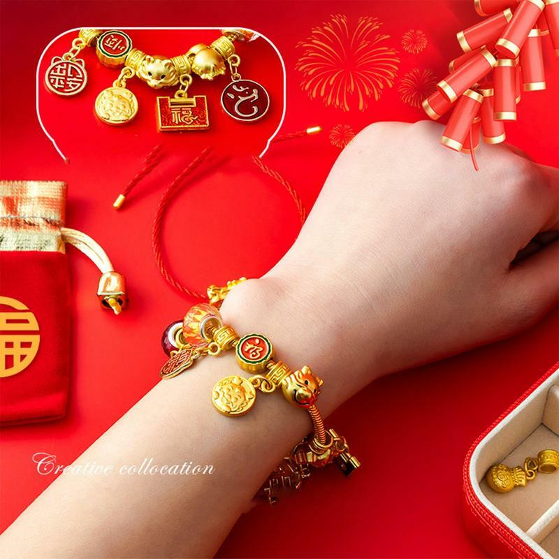 Ano Novo Chinês do Dragão Conjunto de Braceletes, Joias Infantis, Presente Surpresa DIY, 24 Grades