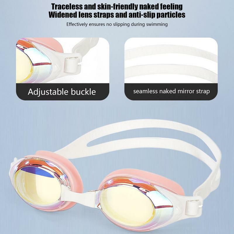 Kacamata renang lensa HD untuk pria dan wanita, kacamata renang anti-kabut dan Anti-UV tahan air bahan silikon yang dapat disesuaikan