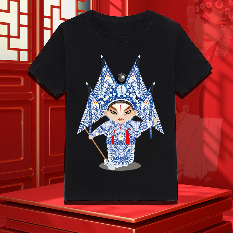Maska na twarz Opera pekińska w stylu chińskim nowe męskie pary damskie t-shirt z krótkim rękawem kostiumy dla studentów