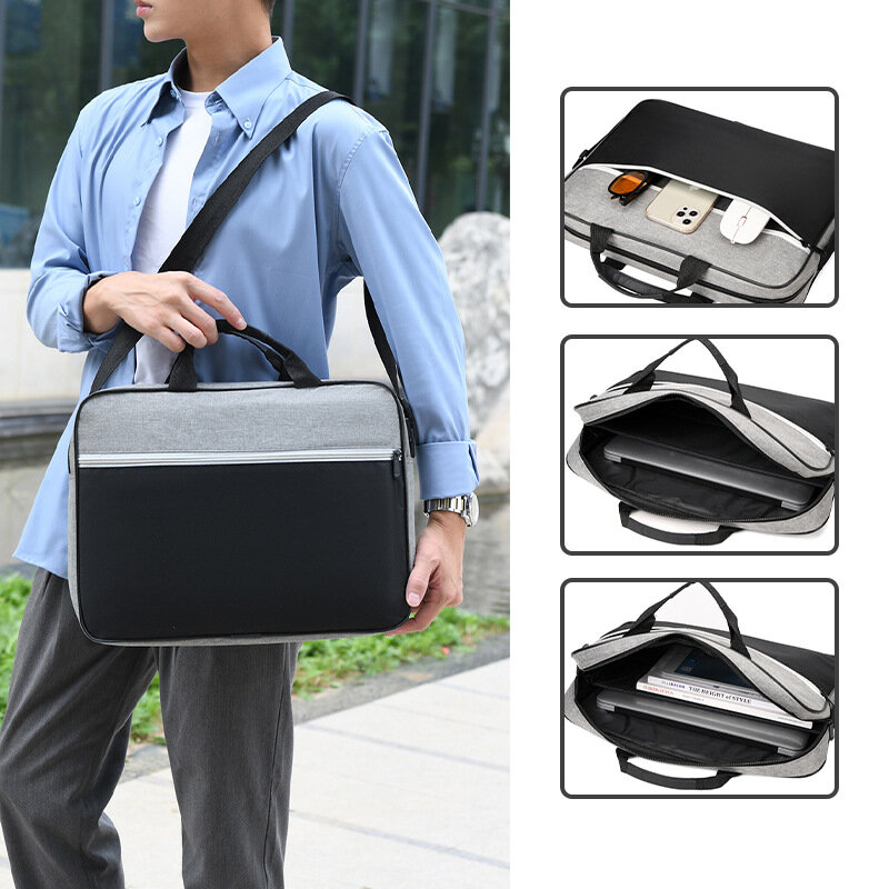 Простая однотонная сумка для ноутбука, сумка для компьютера, деловая сумка на плечо с подкладкой для планшета, сумка через плечо для мужчин и женщин, портфель, 1 шт.