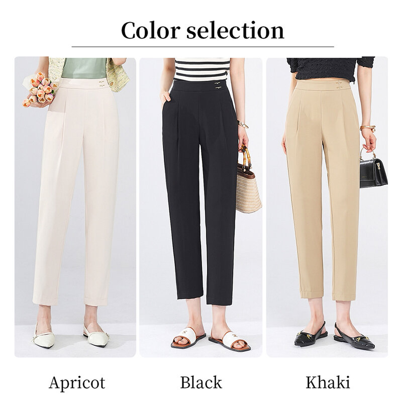 2024 New women's pants casual simple goddess pants high waist network red women's fashion classic nine-point pants free shipping