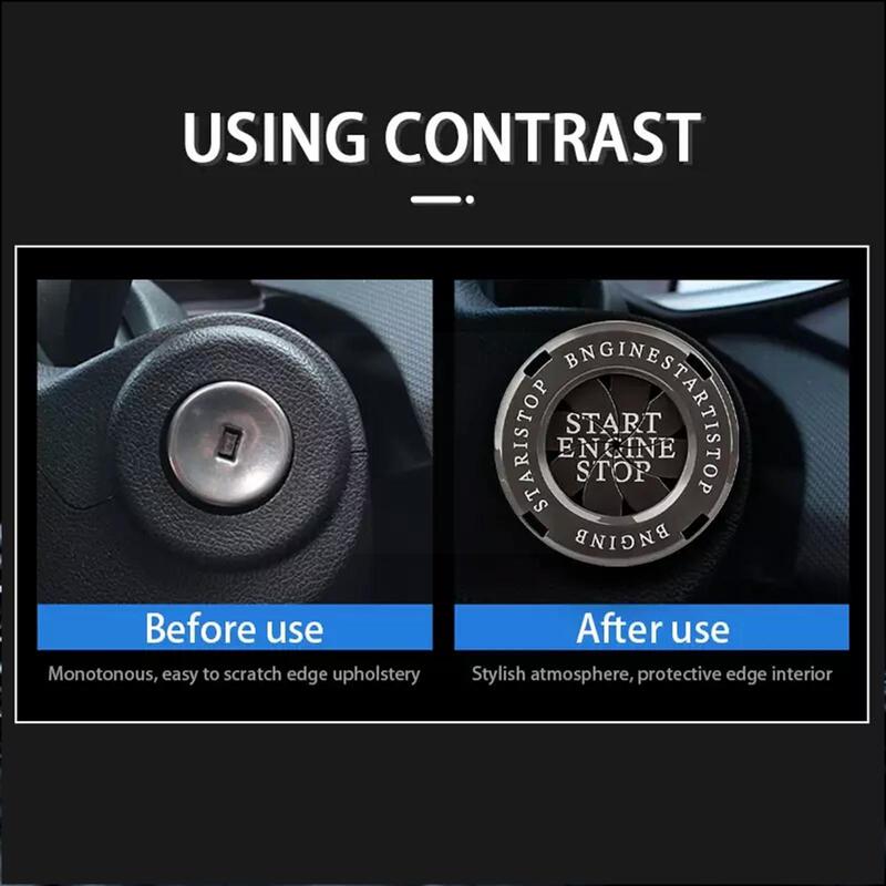 Car Moto Engine Start Stop Button Cover Ignition Switch Type Decoration Interior Sticker Rotatable Decor J3c5