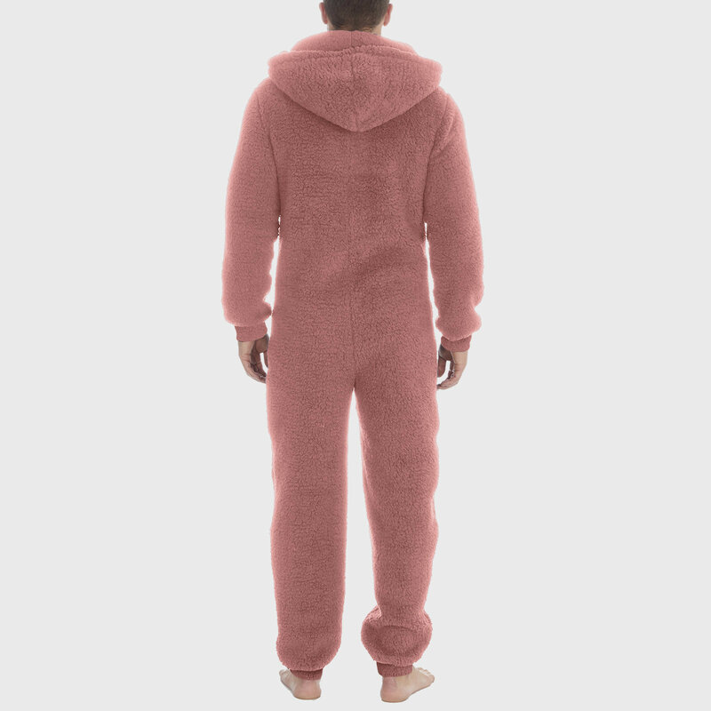 Pigiama invernale tute per uomo manica lunga con cappuccio in lana artificiale tutina sleepwear Home Warm Fleece tuta da pigiama da uomo