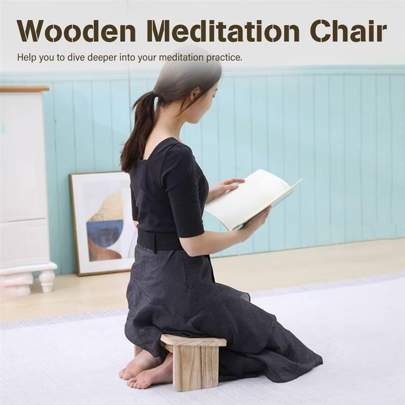 Meditation Bench Wooden Yoga Meditation Bench Foldable Ergonomic Kneeling Stool Wooden Prayer Bench With Durable Metal Hinges