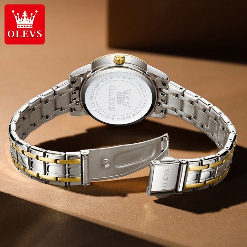 OLEVS 2891 nowy oryginalny zegarek kwarcowy dla par dla kobiet tarcza z cyframi moda zegarki luksusowe wodoodporny zegar świecący kalendarz