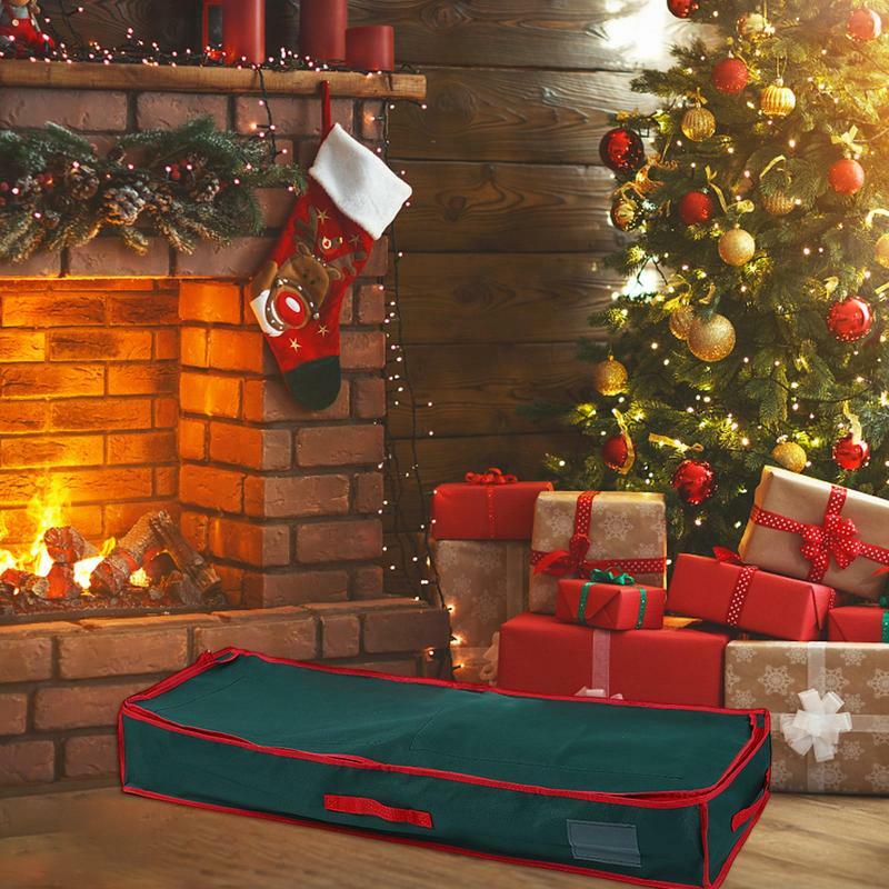 クリスマスラッピングペーパー収納オーガナイザー、アンダーベッドギフトラップ、リボン用バッグ、40インチ
