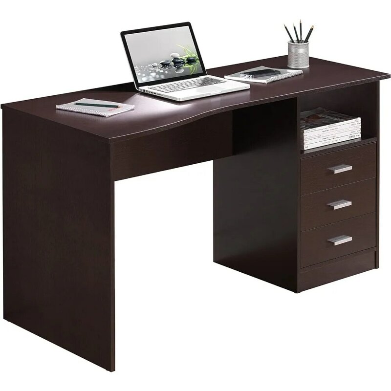 Techni Mobili Classic Computer Desk with Multiple Drawers, 29.5" x 23.6" x 51.2", Wenge